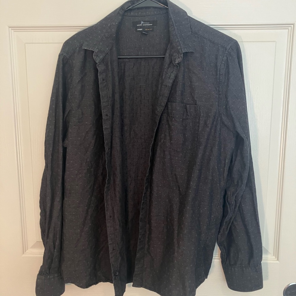Marc Anthony Black Casual Button Down Shirt